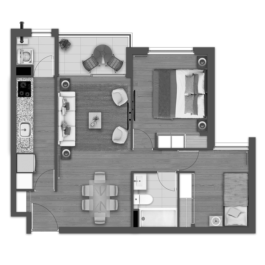 Condominio Vista Ñielol IV - Planta depto D1